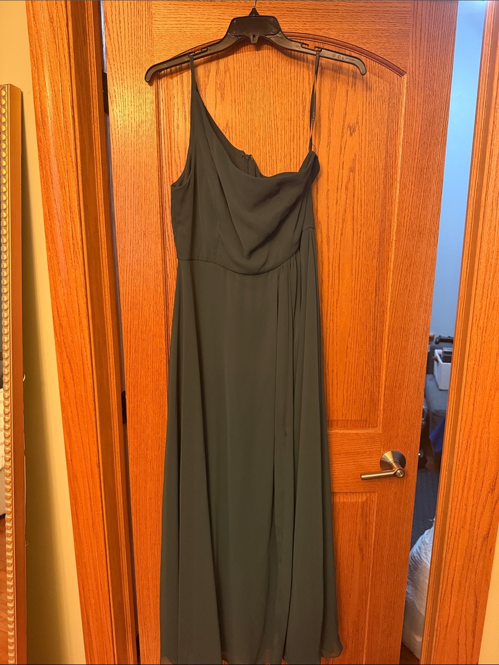 After Six One-Shoulder Black Chiffon Evening Gown